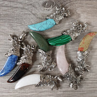 Gemstone Wolf Tooth Pendant