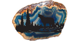 Silkscreen Wolf on Agate