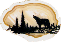 Silkscreen Wolf on Agate