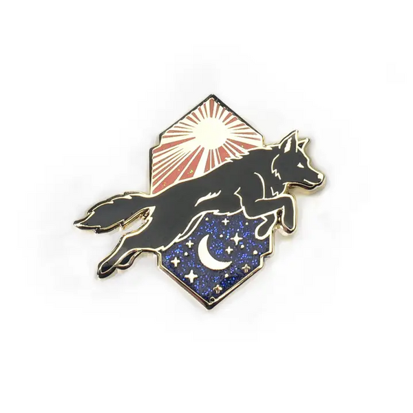 Leaping Wolf Enamel Pin