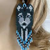 Handmade Beaded Wolf Earrings