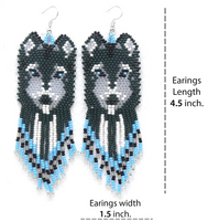 Handmade Beaded Wolf Earrings