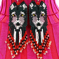 Handmade Beaded Wolf Earrings