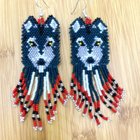Handmade Beaded Wolf Earrings