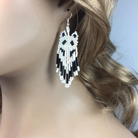 Handmade Beaded Wolf Earrings