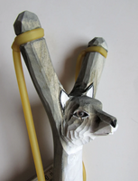 Hand Carved Wolf Slingshot