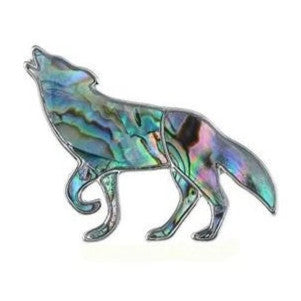 Abalone Wolf Pin