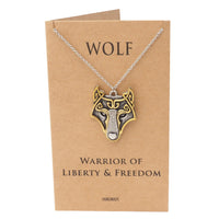 Inspirational Stylized Wolf Face Necklace