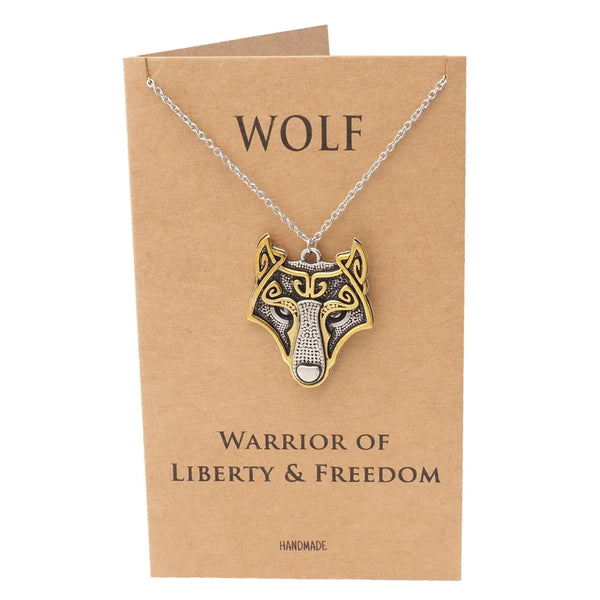Inspirational Stylized Wolf Face Necklace