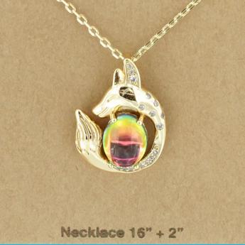Rhinestone Fox Necklace